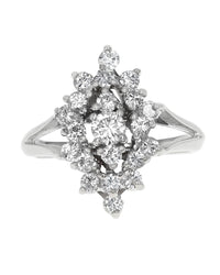 Diamond Marquise Shaped Cluster Ring in White Gold