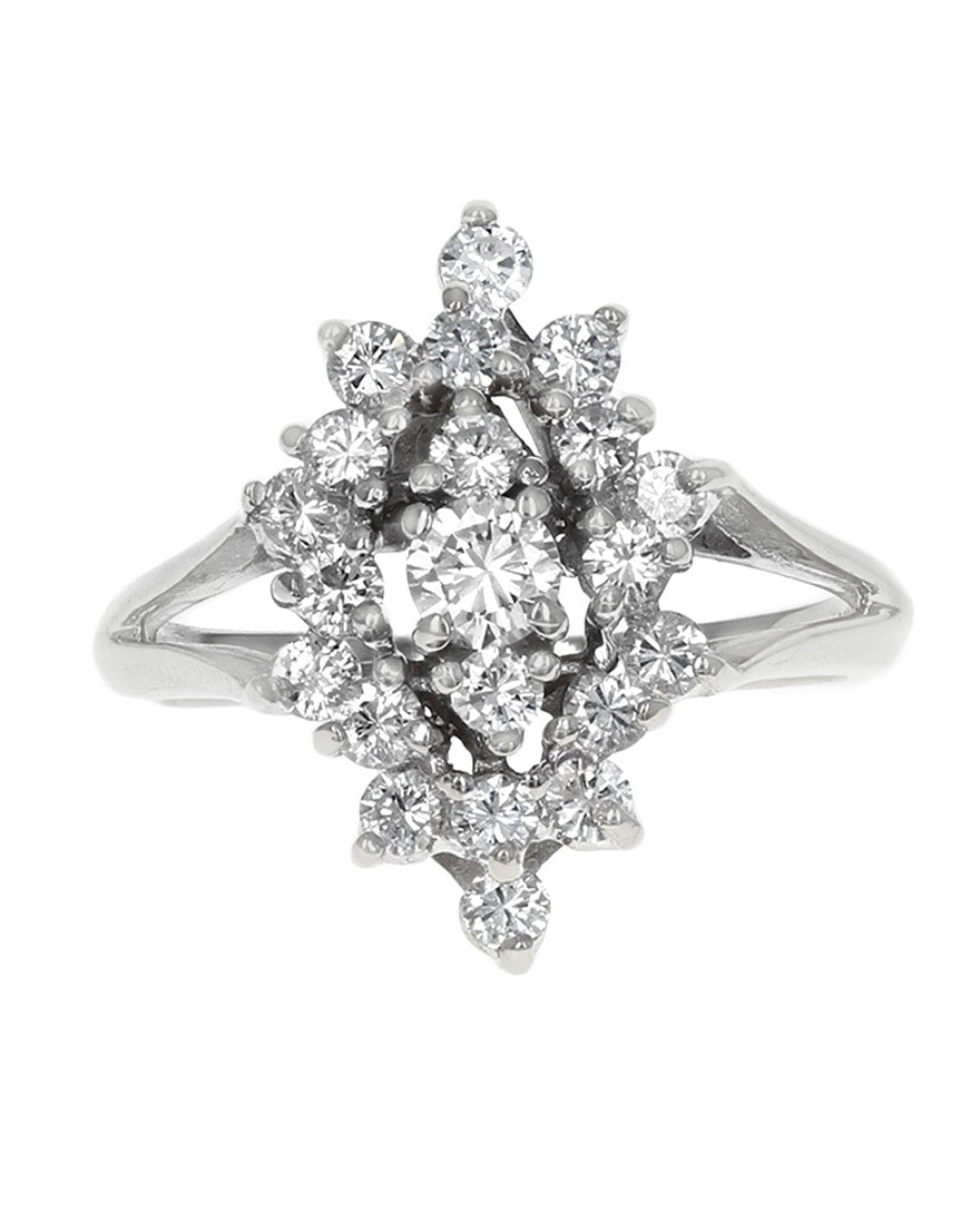 Diamond Marquise Shaped Cluster Ring in White Gold