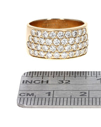 4 Row Pave Diamond Wide Band in Yellow Gold