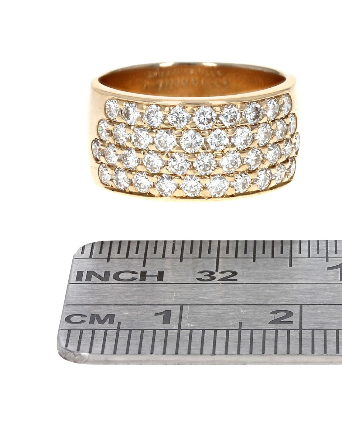4 Row Pave Diamond Wide Band in Yellow Gold