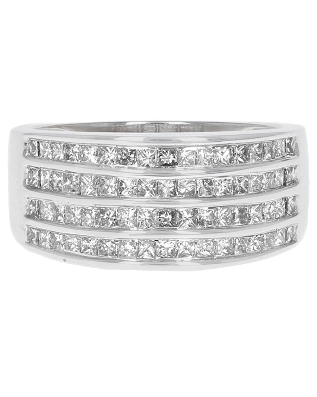 4 Row Princess Diamond Tapered Band
