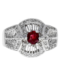Ruby and Diamond Filigree Ring