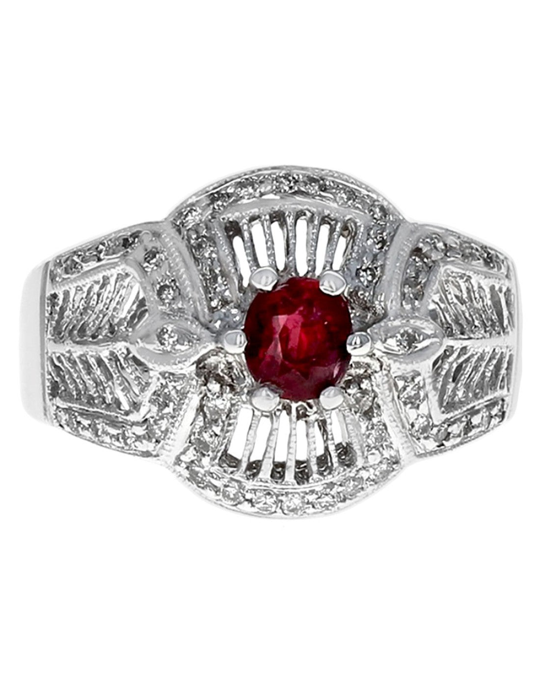 Ruby and Diamond Filigree Ring