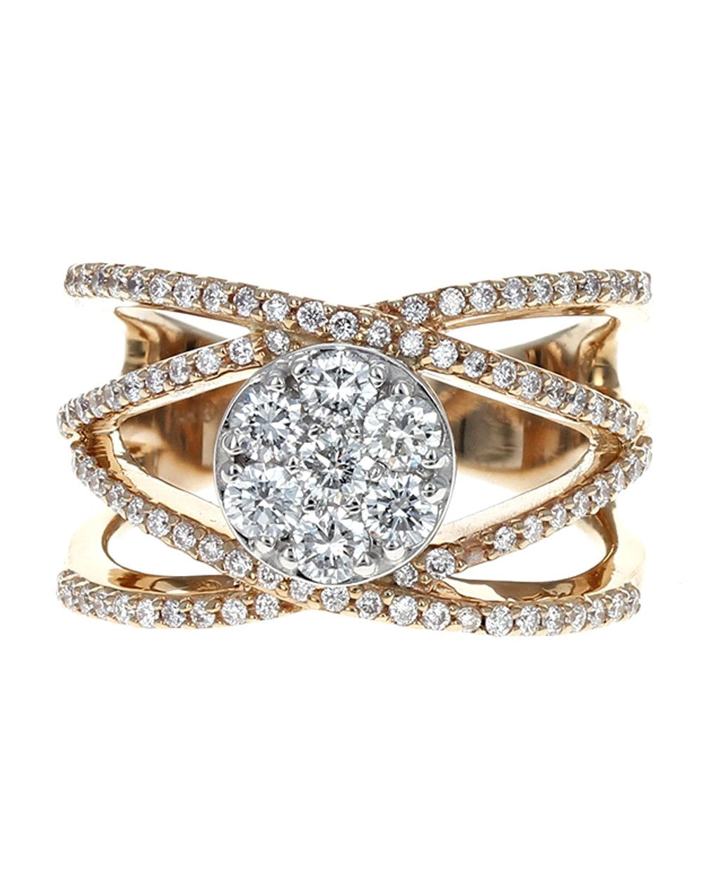 Diamond Cluster 4 Row Crossover Ring
