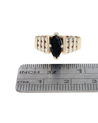 Dark Blue Sapphire and Diamond Ring in Yellow Gold