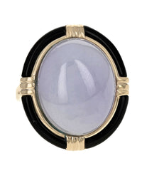 Lavender Jade and Black Onyx Halo Ring