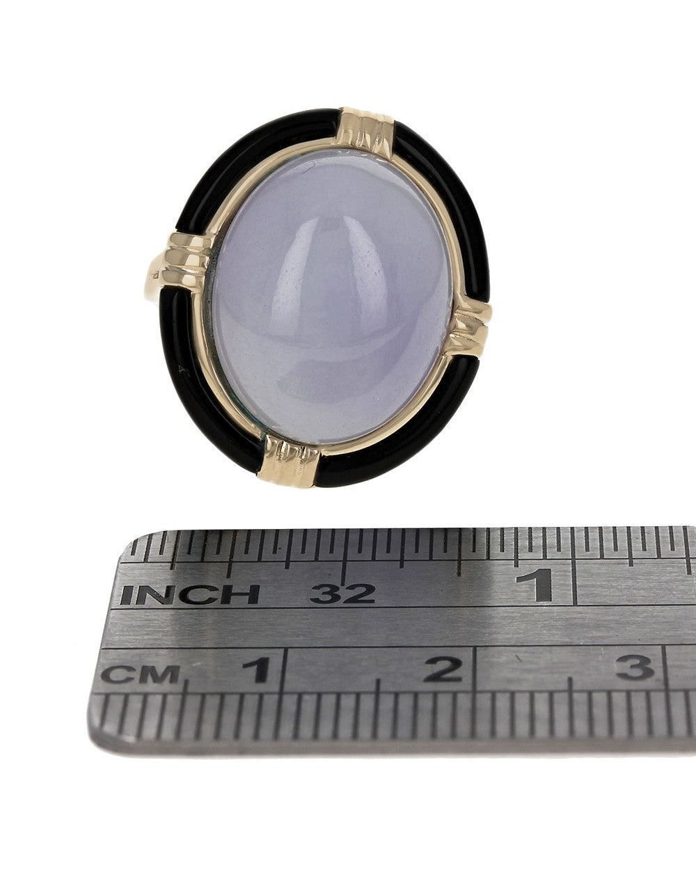 Lavender Jade and Black Onyx Halo Ring