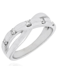 Diamond Crossover Ring in White Gold