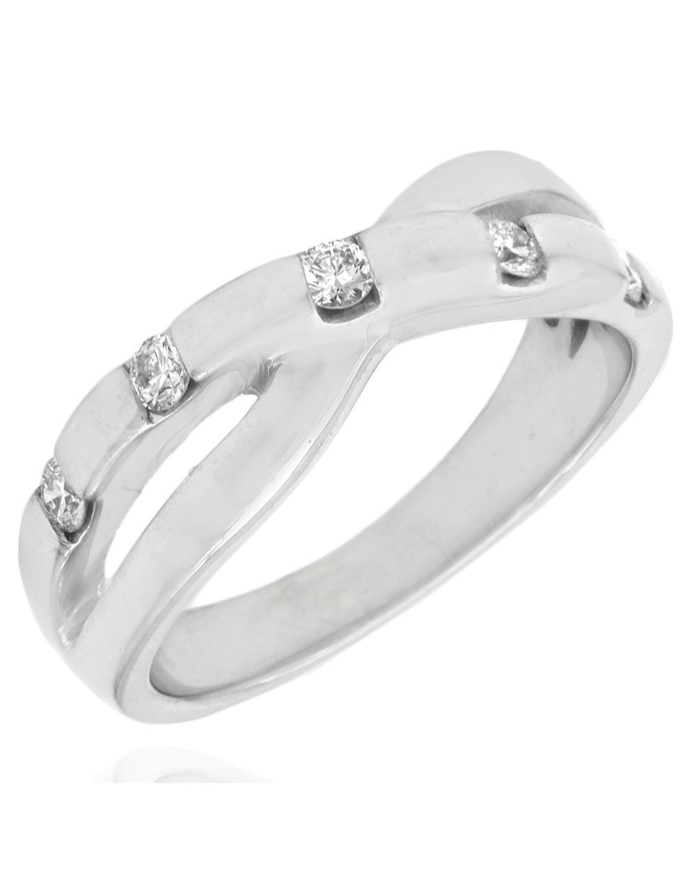 Diamond Crossover Ring in White Gold