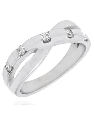 Diamond Crossover Ring in White Gold