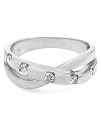 Diamond Crossover Ring in White Gold