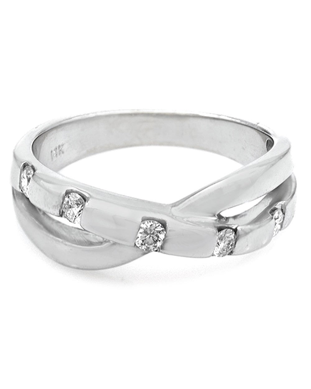 Diamond Crossover Ring in White Gold