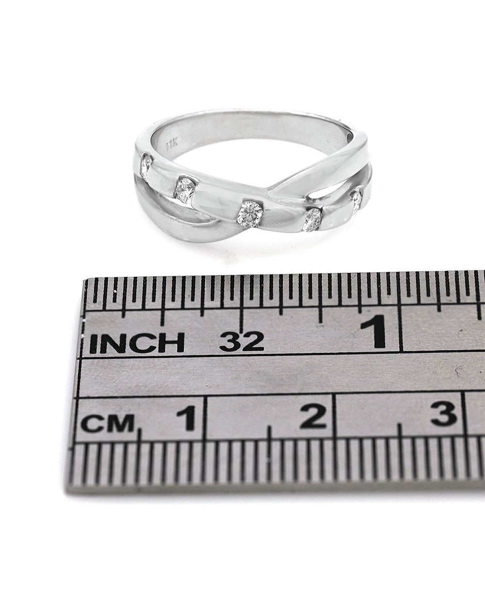 Diamond Crossover Ring in White Gold