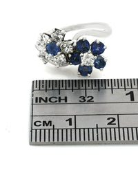 Sapphire and Diamond Double Flower Ring