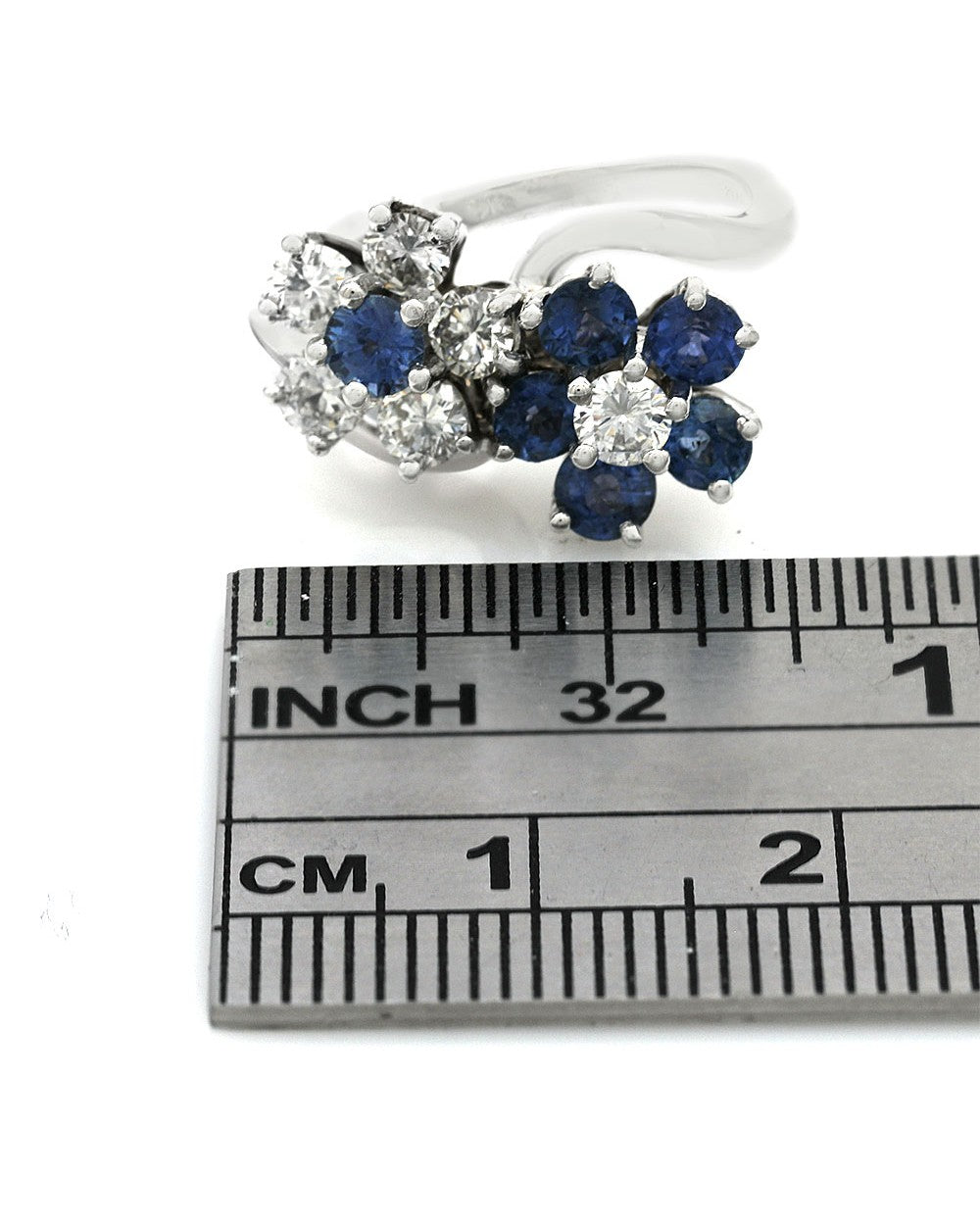 Sapphire and Diamond Double Flower Ring