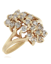 Diamond Elongated Cluster Ring