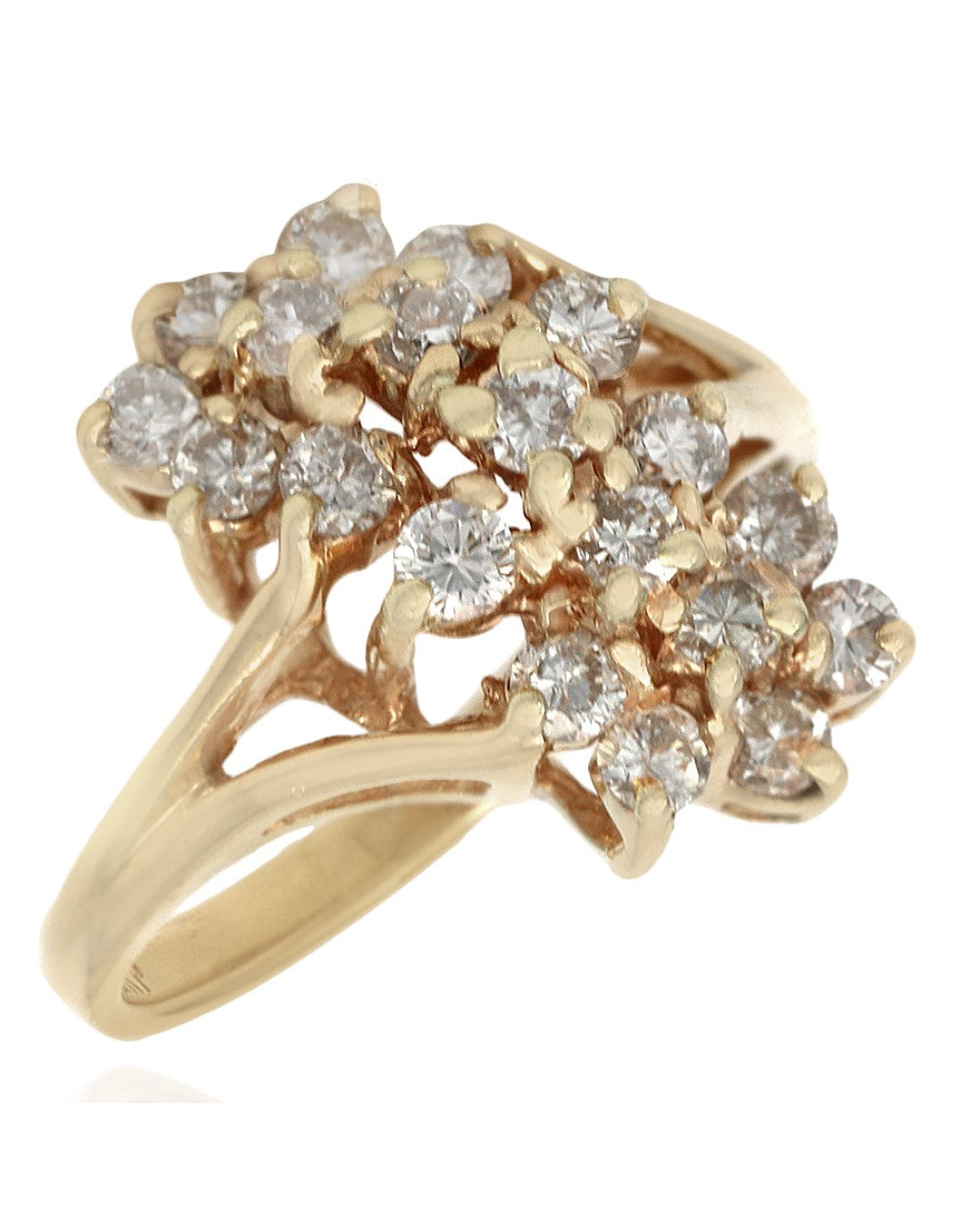 Diamond Elongated Cluster Ring