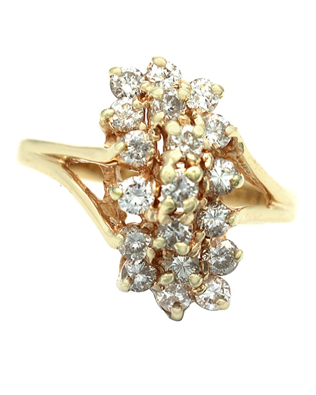 Diamond Elongated Cluster Ring
