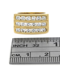 3 Row Diamond Ring in Yellow Gold