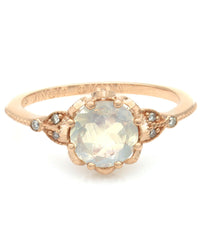 Moonstone and Diamond Ring in Rose Gold
