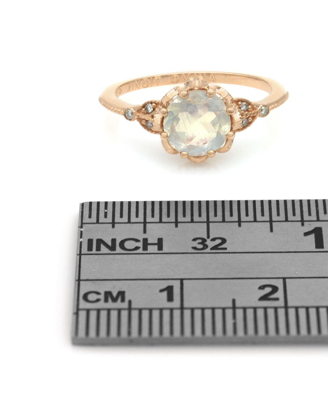 Moonstone and Diamond Ring in Rose Gold