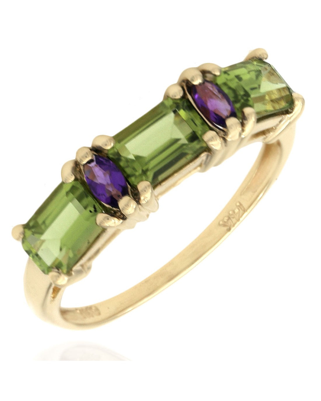 Alternating Peridot and Amethyst Ring