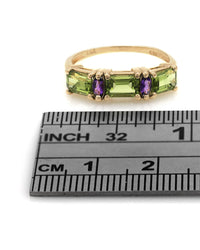Alternating Peridot and Amethyst Ring