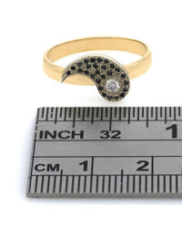 Black and White Diamond Yin Ring