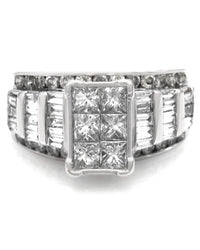 Mixed Cut Diamond Ring in White Gold