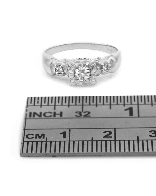 3 Stone Diamond Engagement Ring in White Gold