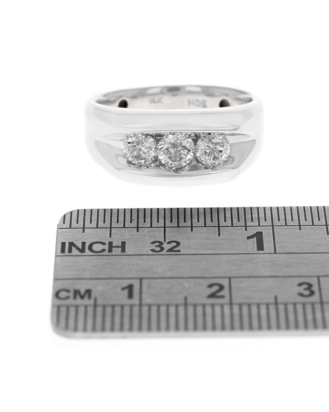 Gentlemans 3 Stone Diamond Tapered Ring