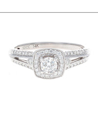 Diamond Square Halo Ring in White Gold