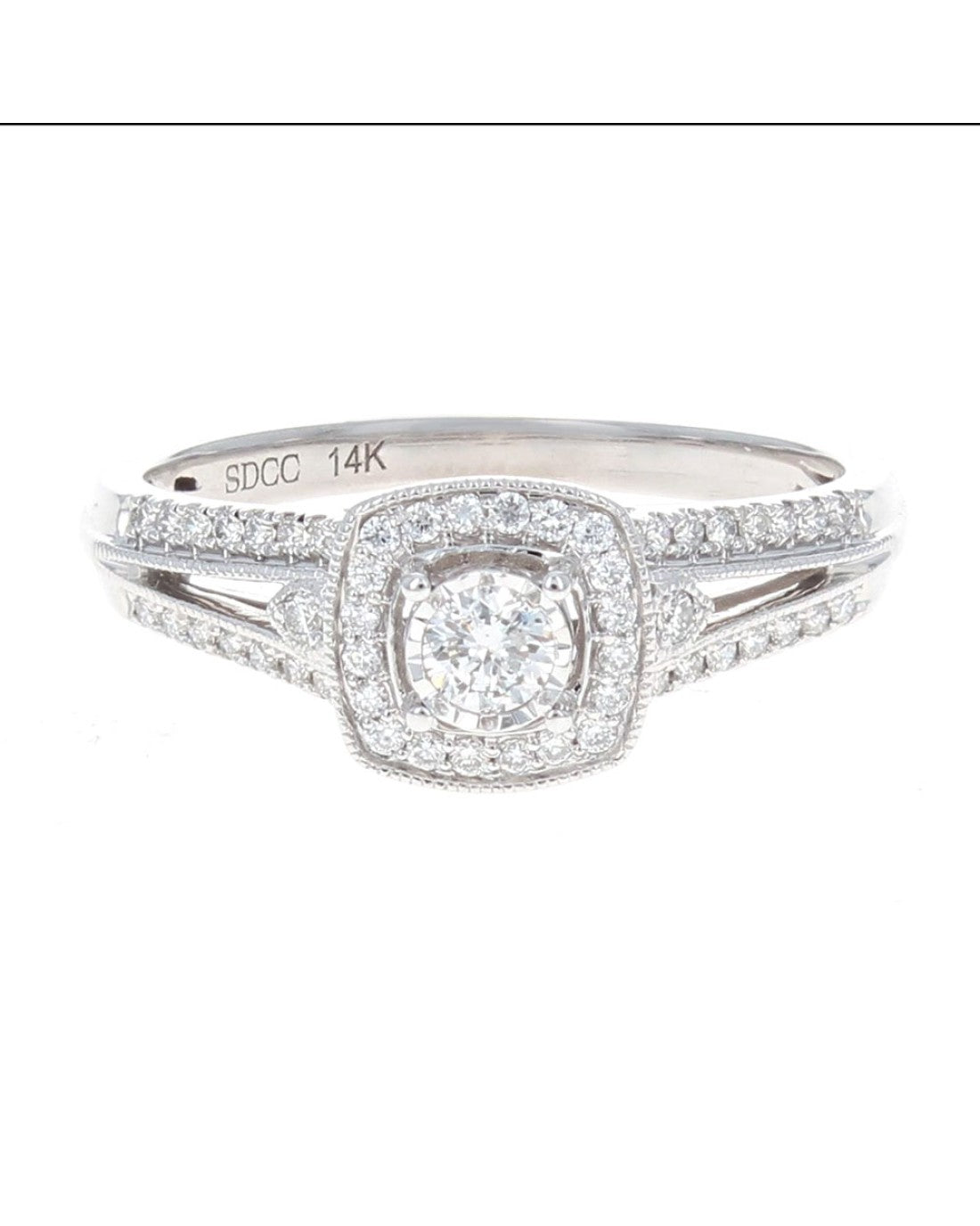 Diamond Square Halo Ring in White Gold