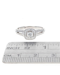 Diamond Square Halo Ring in White Gold