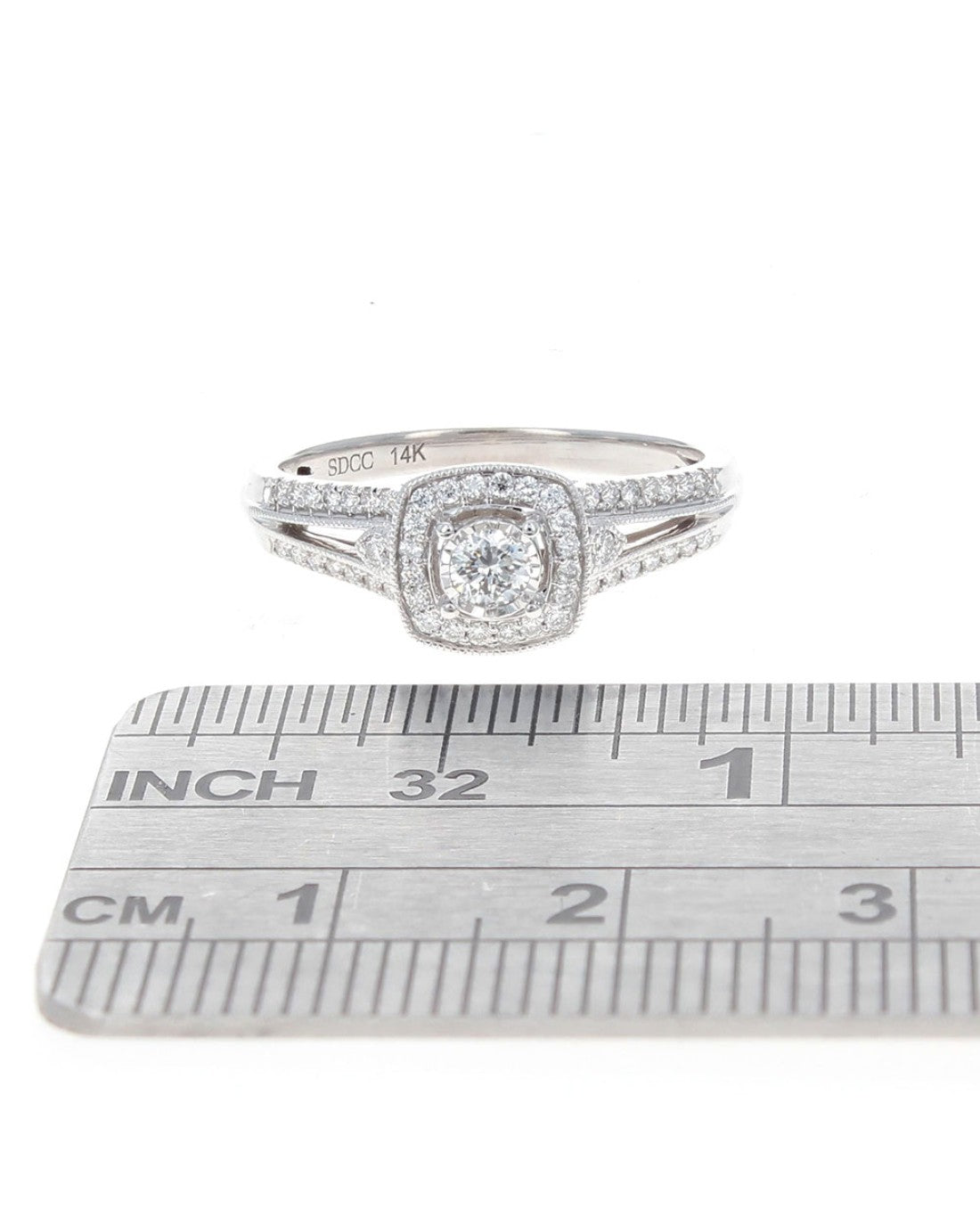 Diamond Square Halo Ring in White Gold