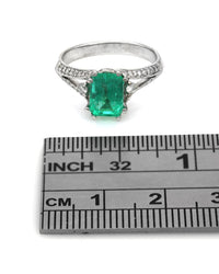 Emerald and Diamond Split Shank Ring