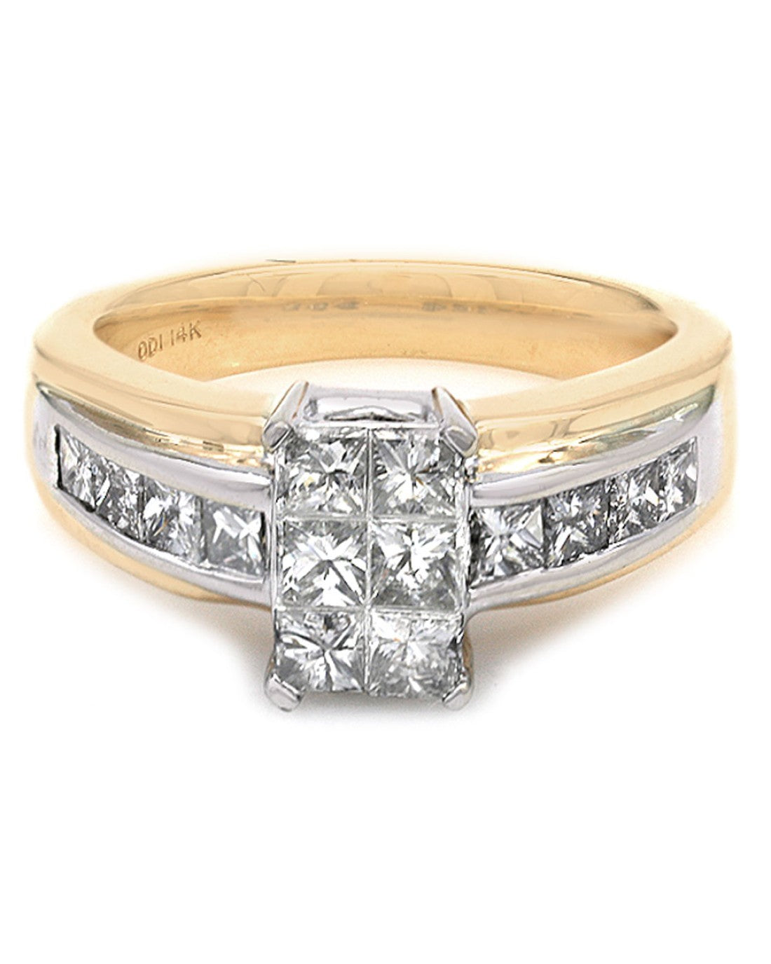 Princess Cut Diamond Ring in White and Yellow Gold