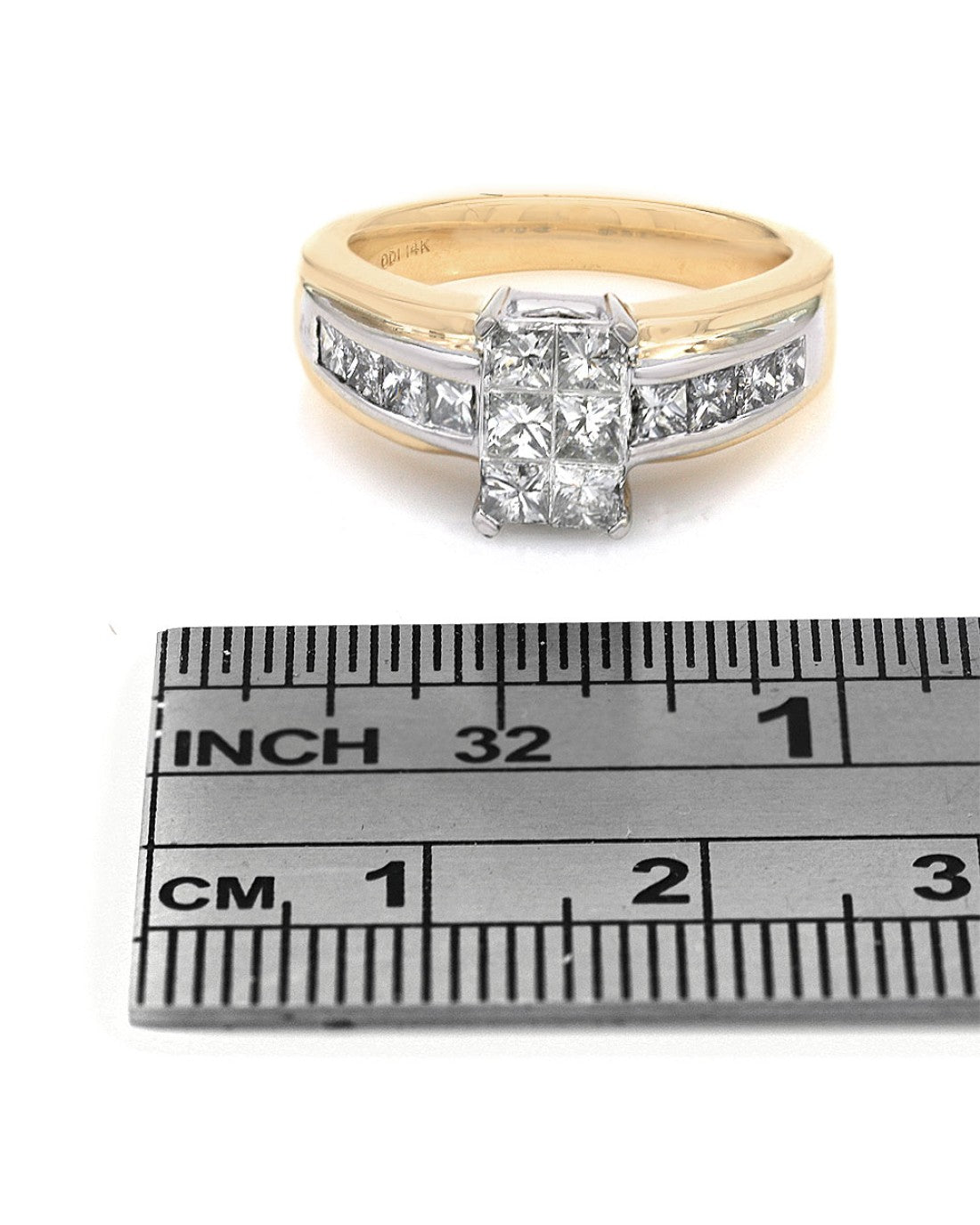 Princess Cut Diamond Ring in White and Yellow Gold