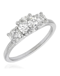 3 Stone Diamond Engagement Ring in White Gold