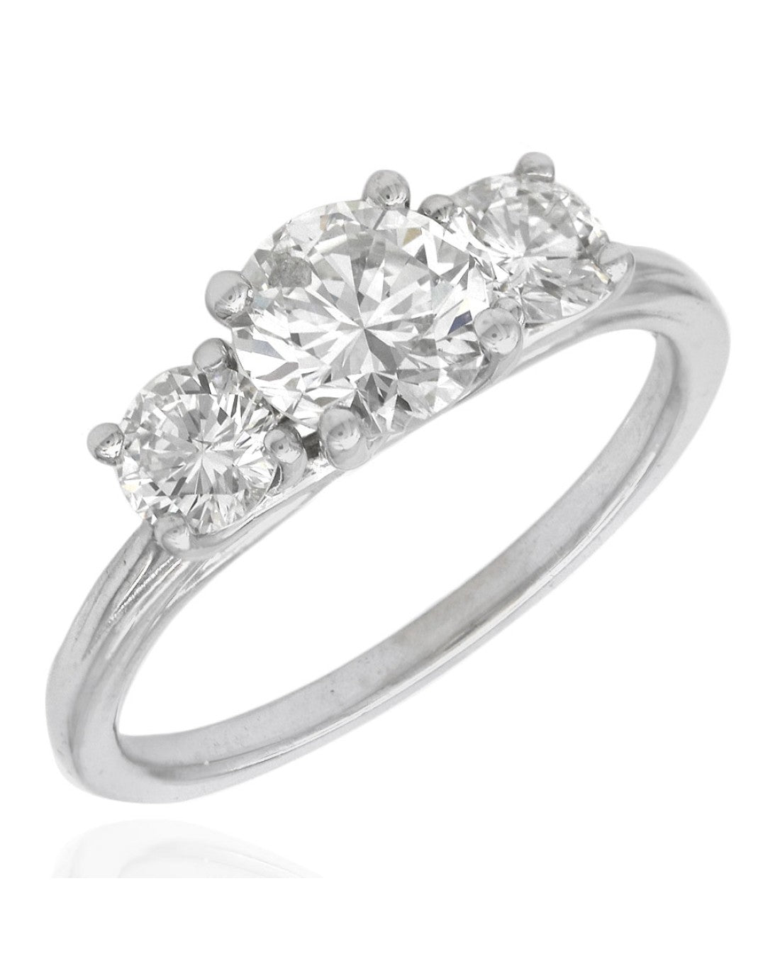 3 Stone Diamond Engagement Ring in White Gold