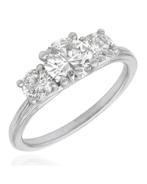 3 Stone Diamond Engagement Ring in White Gold