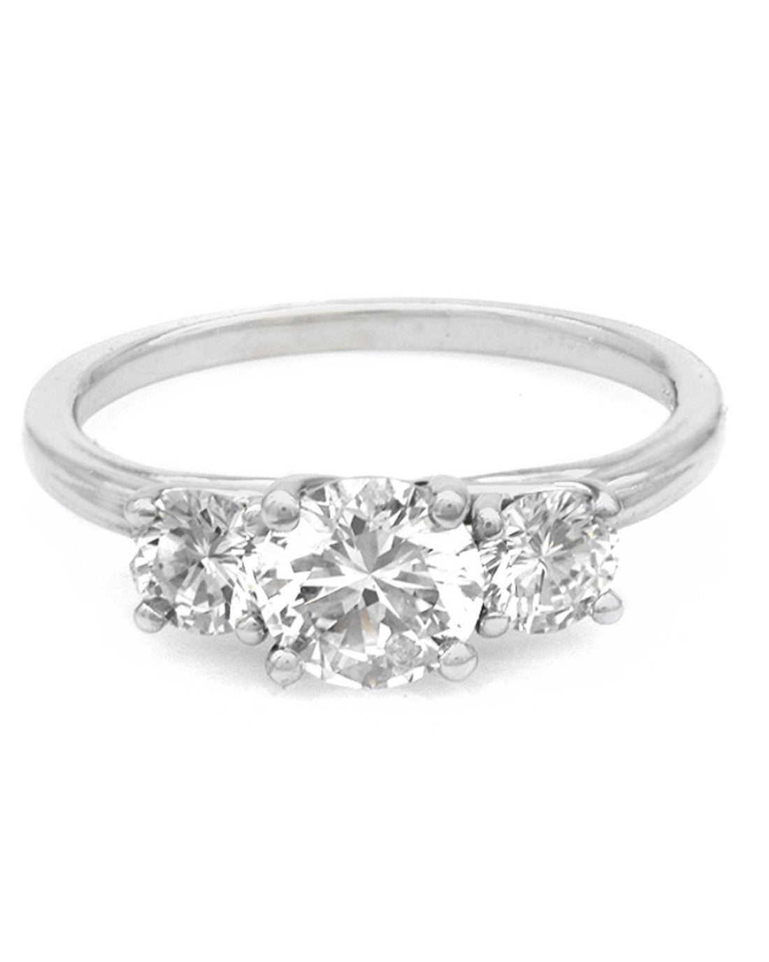 3 Stone Diamond Engagement Ring in White Gold