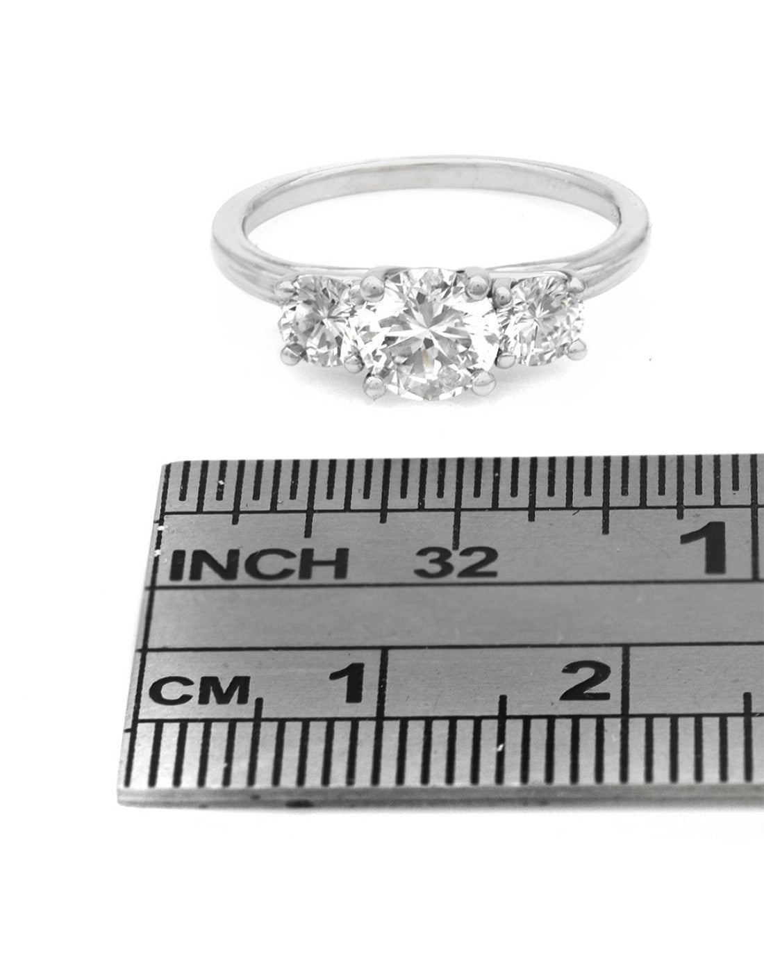3 Stone Diamond Engagement Ring in White Gold