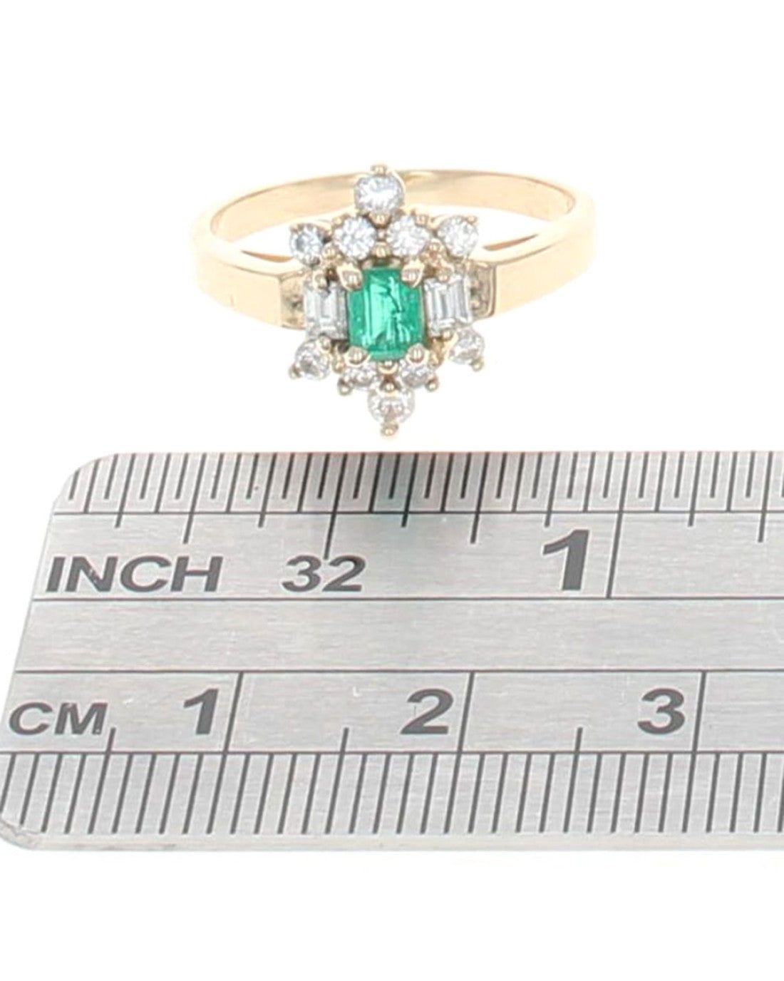 Emerald and Diamond Cluster Ring in Yellow Gold