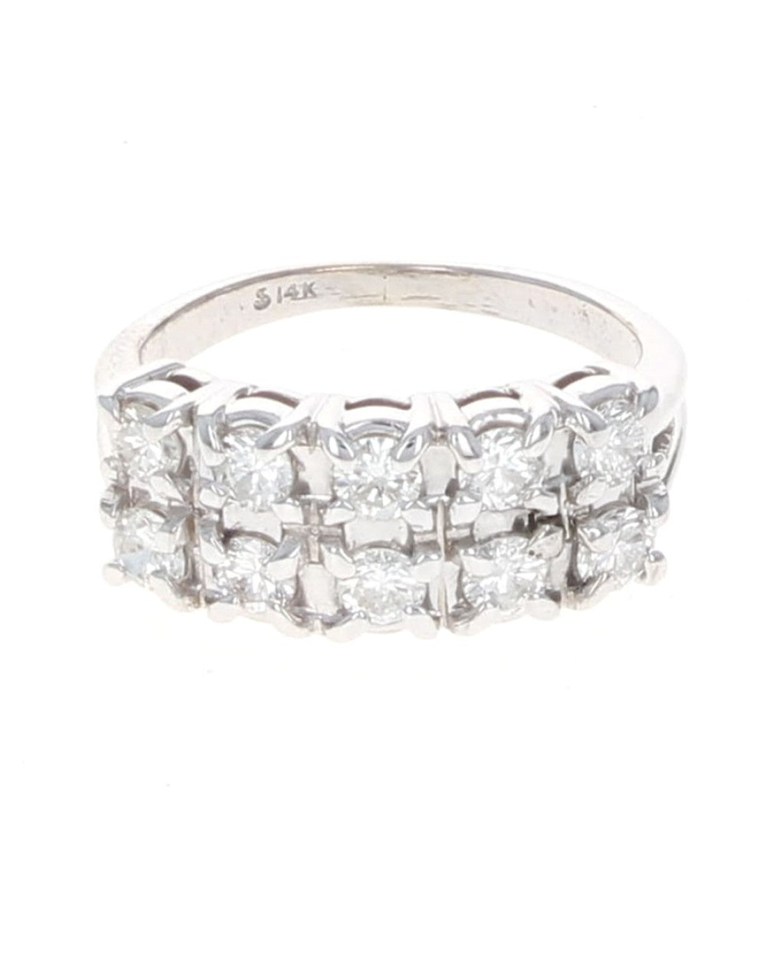 2 Row Diamond Ring in White Gold
