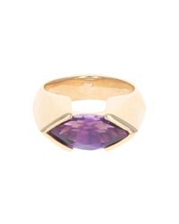 Marquise Shaped Amethyst Ring in Yellow Gold