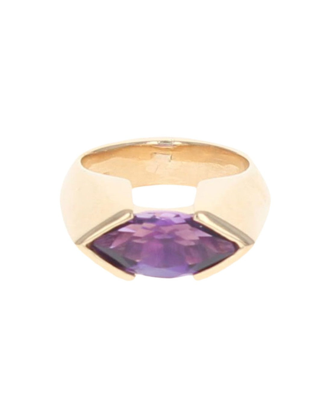 Marquise Shaped Amethyst Ring in Yellow Gold
