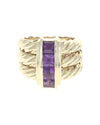 Amethyst 3 Row Rope Twist Ring in Yellow Gold