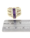 Amethyst 3 Row Rope Twist Ring in Yellow Gold