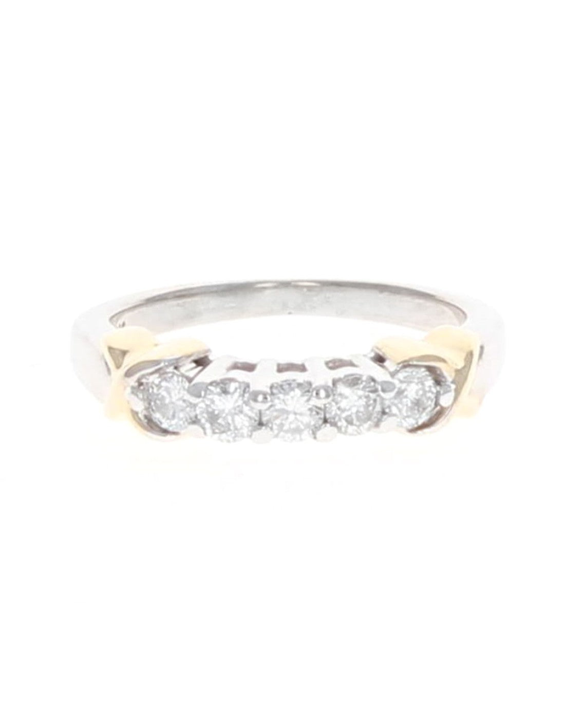 5 Stone Diamond Ring in White and Yellow Gold